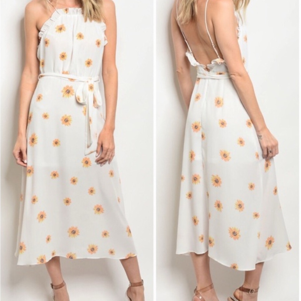 Floral White Midi Dress